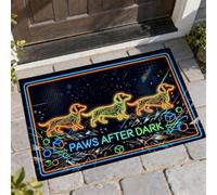 Tapete de bienvenida para perros, moderno y juguetón hexágonos de neón, ninguno azul, antideslizante, atrapasuciedad, decoración de entrada para porche delantero, baño, oficina, 29 x 17 pulgadas