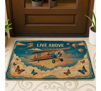 Tapete de bienvenida para puerta de avión, diseño vintage de nubes de mariposa de verano, azul, antideslizante, decorativo, para casa, oficina, exterior, interior, entrada, decoración, 73 x 43 cm