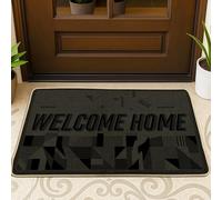 Tapete de bienvenida para puerta de bienvenida, moderno, minimalista, geométrico, negro, antideslizante, atrapasuciedad, decoración de entrada para porche, baño, oficina, 29 x 17 pulgadas