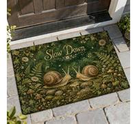 Tapete de bienvenida para puerta de caracoles, naturaleza, rústico, margaritas, helechos, verde primavera, lavable, de perfil bajo, para decoración de piso al aire última intervensión, para puerta