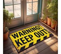 Tapete de bienvenida para puerta de otoño con señal de advertencia oxidada: Keep Out Caution Zone Felpudo de bienvenida para entrada exterior (65 x 90 cm)