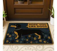 Tapete de bienvenida para puerta de perro, juguetón, casual, con estrellas, no negro, de goma, antideslizante, debajo del felpudo para decoración del hogar, para entrada, al aire última intervensión