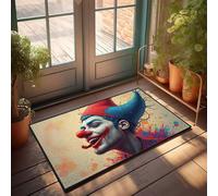 Tapete de bienvenida para puerta delantera, colorido arte de payaso: un divertido felpudo de retrato vívido para puerta delantera, accesorios para jugadores (40 x 60 cm)