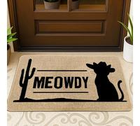 Tapete de cactus, sombrero de gato rústico occidental, ninguno de goma negra, antideslizante, tapete decorativo para casa, oficina, exterior, interior, entrada, decoración, 73 x 43 cm