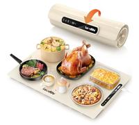Tapete de Calentamiento de Alimentos de 24 x 16 Pulgadas, Bandeja de Calentamiento eléctrica con 7 temperaturas, Calentador de Alimentos Plegable para Fiestas, bufés, reuniones Familiares, Vacaciones