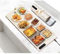 Tapete de calentamiento de alimentos, tapete de calentamiento eléctrico para alimentos con 6 niveles de temperatura y temporizador de 6 horas, calentador de alimentos de silicona flexible, bandejas de