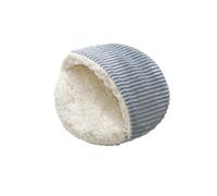 Tapete de cama de forro polar cálido para otoño e invierno, nido redondo para animales pequeños, hámster, conejo, erizo (gris, M)