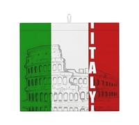 Tapete de cocina antideslizante con diseño de bandera italiana del Coliseo romano con cuerda para colgar, 45,7 x 40,6 cm, absorbente, apto para encimeras, fregaderos y estantes de drenaje