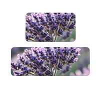 Tapete de cocina con flores de lavanda, 2 unidades, tapete de espuma cómodo para cocina, hogar, oficina, antideslizante