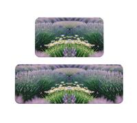 Tapete de cocina de lavanda y margarita, 2 unidades, tapete de espuma cómodo para cocina, hogar, oficina, antideslizante