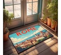 Tapete de cocina de otoño para piso, póster de viaje vintage, Roma, Italia, una ciudad de historia y belleza, tapete retro para puerta delantera, 40 x 60 cm
