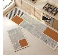Tapete de cocina impermeable y antideslizante de PVC, largo diseño de piel resistente al aceite, decoración de interiores, marrón, 50 x 120 cm, perfecto para el hogar y el comedor, FQ747