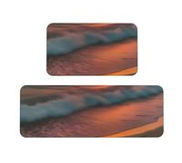 Tapete de cocina Sunset At The Beach de 2 piezas, tapete de espuma cómodo para cocina, hogar, oficina, antideslizante