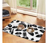 Tapete de comida para gatos con estampado de labios de pintalabios, color negro, para el suelo, suministros para mascotas, tapete para cuenco de agua para perros