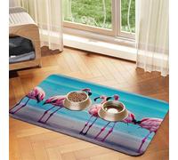 Tapete de comida para mascotas con estampado de flamencos, antideslizante, de piel sintética, para perros, gatos, mascotas, mantel individual