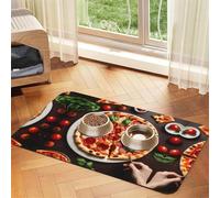 Tapete de comida para mascotas con estampado de pizza, antideslizante, de piel sintética, para perros, gatos, mascotas, mantel individual