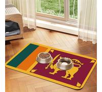 Tapete de comida para mascotas con la bandera de Sri Lanka de 17.2 x 11.8 pulgadas, absorbente, antideslizante, de piel sintética, para perros, gatos, parte inferior de goma, de secado rápido, mantel