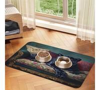 Tapete de comida para mascotas de Black Panther on The Sofa de 23.6 x 15.7 pulgadas, absorbente, antideslizante, de piel sintética, para perros, gatos, parte inferior de goma, de secado rápido, mantel