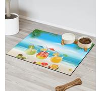 Tapete de comida para mascotas, diseño de cócteles de verano, para gatos, perros, cuencos de agua, frutas tropicales, tapetes de alimentación para mascotas, absorbente, antideslizante, contiene