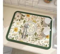 Tapete de drenaje de barro de diatomeas de estilo nórdico, súper absorbente, antideslizante, almohadilla de secado de platos de cocina para encimera, resistente al calor y lavable a máquina (S)