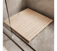 Tapete de ducha de madera maciza de teca, tapete cuadrado para baño antideslizante con agujero de drenaje, tabla cómoda elevada, para caravana/duchas interiores y exteriores o spa