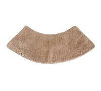 Tapete de ducha de microfibra beige, antideslizante, semicircular, lavable a máquina, suave pelo alto para duchas redondas y baños