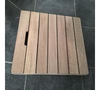 Tapete de ducha grande antideslizante de madera de cedro, tapete de baño de madera de secado rápido con rejilla de drenaje, accesorio de baño elegante y duradero para hogares modernos (47.2 x 47.2
