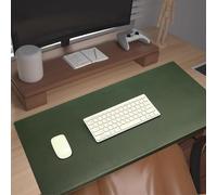 Tapete de escritorio con bloqueo de bordes, grande, impermeable, de piel sintética, con protector de bordes, antideslizante, para oficina, hogar, trabajo, estudio, escritura (verde oscuro, 80 x 40 cm)