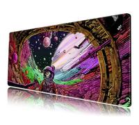 Tapete de Escritorio con diseño de Planeta extraño, Gran Alfombrilla de Mouse para Juegos, Anime, Colores Vibrantes, Alfombrilla de Escritorio futurista de Nave Espacial, Alfombrilla de Mouse XL de