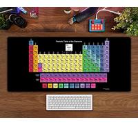 Tapete de escritorio con la tabla periódica de los elementos, personalizable, ultra grande, profesional, con bordes cosidos, antideslizante, 40 x 80 cm