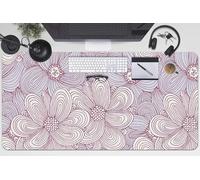 Tapete de Escritura 100x50 cm PVC Vinilo Protección Antisuciedad Fácil de Limpiar Antideslizante Para Oficina o Hogar Multifuncional Impermeable Resistente al Agua - Garabato de flores