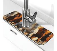 Tapete de grifo con texto "A Herd of Horses were Running in The River" para fregadero de cocina, tapete de secado súper absorbente para cocina, baño, fregadero, cafetería, bar, grifo, decoración de