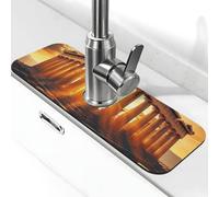 Tapete de grifo de arquitectura griega antigua para fregadero de cocina, tapete de secado súper absorbente para cocina, baño, fregadero, cafetería, bar, grifo, decoración de regalos (15 x 5.5 pulgadas