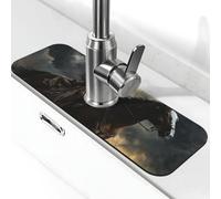 Tapete de grifo de guerreros nativos americanos a caballo para fregadero de cocina, tapete de secado súper absorbente para cocina, baño, fregadero, cafetería, bar, grifo, decoración de regalos (15 x