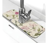 Tapete de grifo de orquídeas y flores silvestres de primavera para fregadero de cocina, tapete de secado súper absorbente para cocina, baño, fregadero, cafetería, bar, grifo, decoración de regalos (15