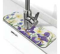 Tapete de grifo de orquídeas y flores silvestres para fregadero de cocina, tapete de secado súper absorbente para cocina, baño, fregadero, cafetería, bar, grifo, decoración de regalos (15 x 5.5