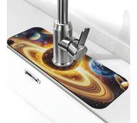 Tapete de grifo de planetas del sistema solar para fregadero de cocina, tapete de secado súper absorbente para cocina, baño, fregadero, cafetería, bar, grifo, decoración de regalos (15 x 5.5 pulgadas)