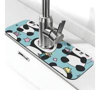 Tapete de grifo de The Panda con la corona para fregadero de cocina, tapete de secado súper absorbente para cocina, baño, fregadero, cafetería, bar, grifo, decoración de regalos (15 x 5.5 pulgadas)