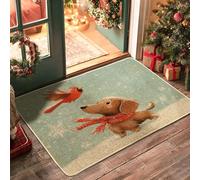 Tapete de invierno para puerta delantera de perro salchicha de Navidad, color negro, 29 x 17 pulgadas, lindo tapete de Navidad para niños y cachorros, para entrada al aire libre, zapatos de mascotas