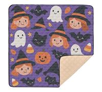 Tapete de juego acolchado suave con diseño de Halloween para interiores y exteriores, acogedora, transpirable, para bebés, niños pequeños, 50 x 50 pulgadas
