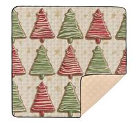 Tapete de juego acolchado suave con patrón de árbol de Navidad a rayas para interiores y exteriores, tapete de una sola pieza para bebé pequeño, 50 x 50 pulgadas