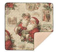 Tapete de juego acolchado suave de Papá Noel vintage para piso, tapete de juego acolchado ligero para bebés, niños pequeños, 50 x 50 pulgadas