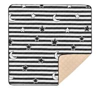 Tapete de juego acolchado suave para gimnasio de bebé con diseño de estrellas y luna, color negro y blanco, para piso, portátil, plegable, para bebés, niños pequeños, 50 x 50 pulgadas, gimnasio para