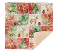 Tapete de juego de actividades para bebés con estampado de retazos de Navidad en acuarela, antideslizante, para piso, acogedor, transpirable, para jugar boca abajo, para recién nacidos, bebés y niños