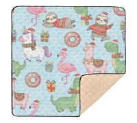 Tapete de juego de actividades para bebés de color azul claro y colorido, suave, acolchado, para interiores y exteriores, portátil, para bebés pequeños, 50 x 50 pulgadas