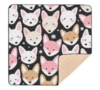 Tapete de juego de bebé de 1 pieza con diseño de zorro rosa y negro, suave y grueso, de 1 pieza, para bebés, niños pequeños, 50 x 50 pulgadas