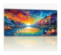 Tapete de juego de cartas de mesa con zonas mágicas, 24 x 14 pulgadas, tapete de juego de cartas TCG cosido, tapete de juego de mesa de comandante, superficie de goma lisa, tapete de escritorio de