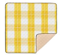 Tapete de juego de espuma suave con patrón de cuadros amarillos para el suelo, cómodo tapete de actividades para bebés y niños pequeños, 50 x 50 pulgadas