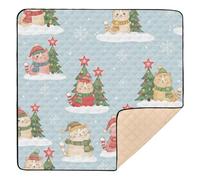 Tapete de juego de espuma suave para bebé, diseño de árbol de gato, color azul claro, de Navidad, para el suelo, cómoda alfombra de juego de viaje para bebés y niños pequeños, 50 x 50 pulgadas