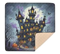 Tapete de juego de espuma suave para bebé, diseño de castillo embrujado, para el suelo, lavable, para bebés, niños pequeños, 50 x 50 pulgadas